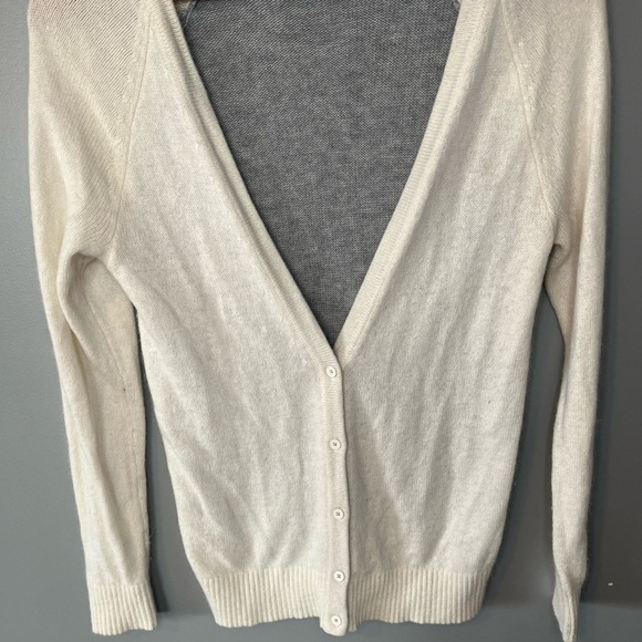 GAP Angora Rabbit Hair Wool Blend Oatmeal Heather Grey Colorblock Cardigan - Picture 4 of 11
